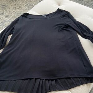 Notations Black Pleated Hem Blouse